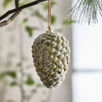 Icy Green Pine Cone Glass Ornament