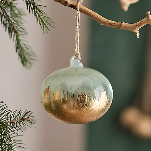 View larger image of Green Drip Gold Glass Ornament