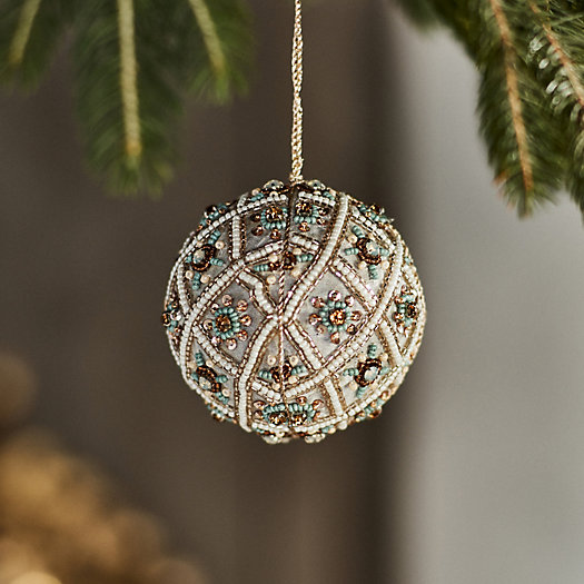 View larger image of Beaded Fabric Globe Ornament