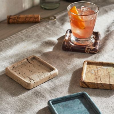 Square Marble Coasters, Set of 4