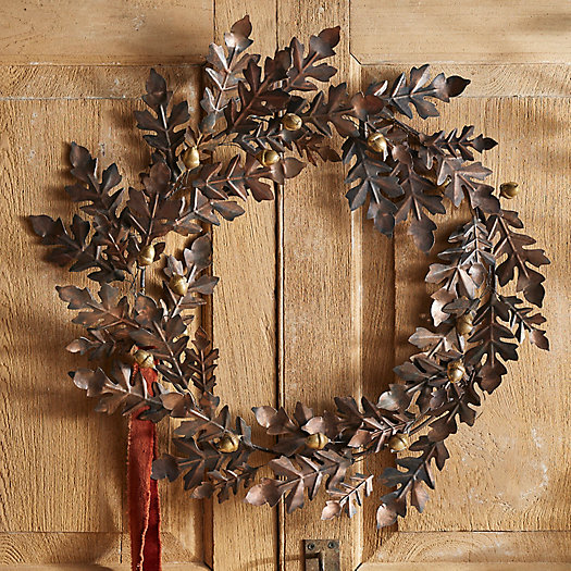 View larger image of Verdigris Oak Leaf + Acorn Iron Wreath