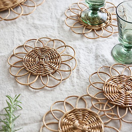 View larger image of Scalloped Rattan Coasters, Set of 4