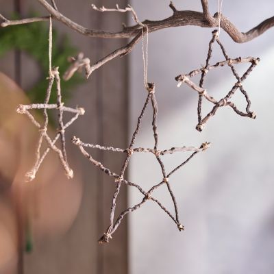 Starry Twig Ornaments, Set of 3
