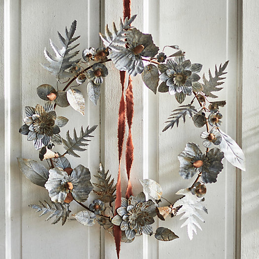 View larger image of Flower + Leaf Galvanized Iron Wreath