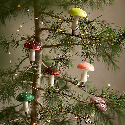 View larger image of  Glittery Mushroom Glass Ornament Clips, Set of 6