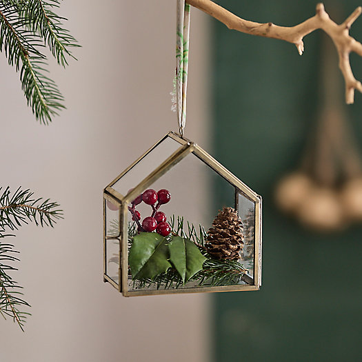 View larger image of  Fillable Greenhouse Brass + Glass Ornament
