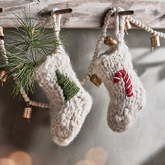 View larger image of Festive Mini Wool Stockings, Set of 2
