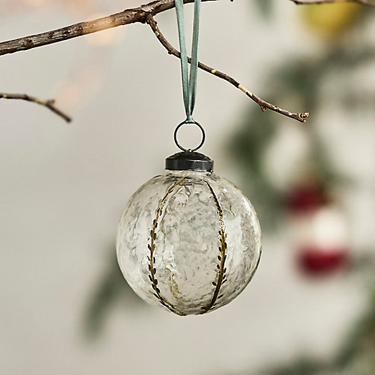 View larger image of Leafy Etched Glass Ornament