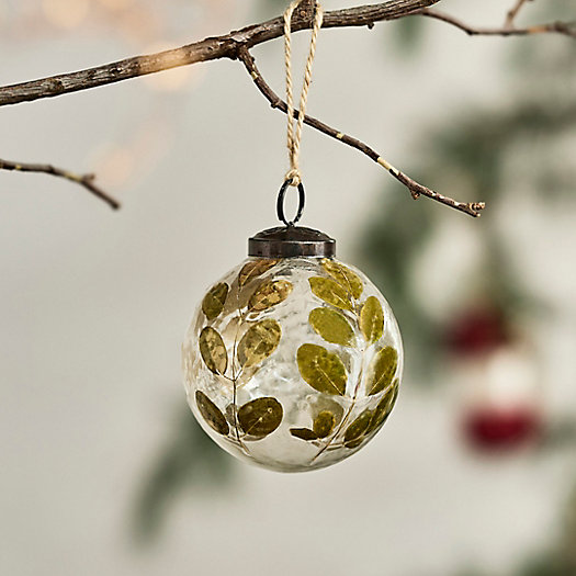 View larger image of Leafy Etched Glass Globe Ornament