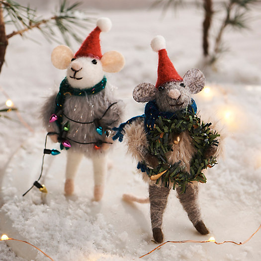 View larger image of Festive Mice Felted Critters, Set of 2
