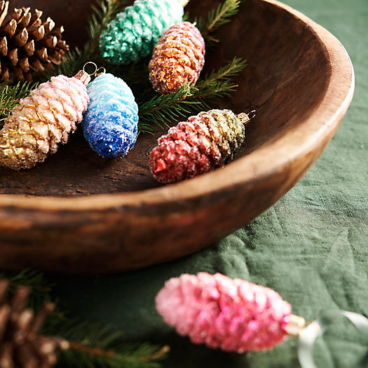 View larger image of Colorful Glass Pine Cone Ornaments, Set of 6