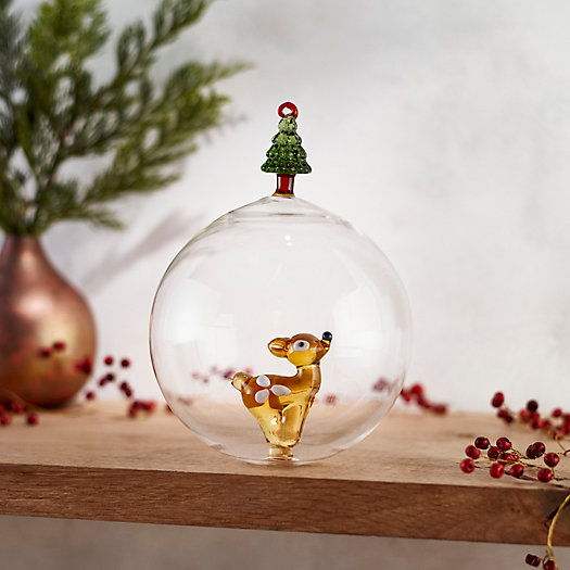 View larger image of Fawn + Tree Glass Globe Ornament
