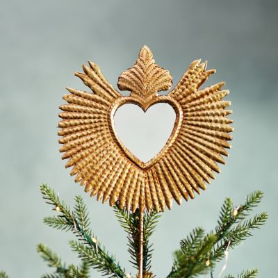Mirrored Gold Heart Tree Topper - Terrain