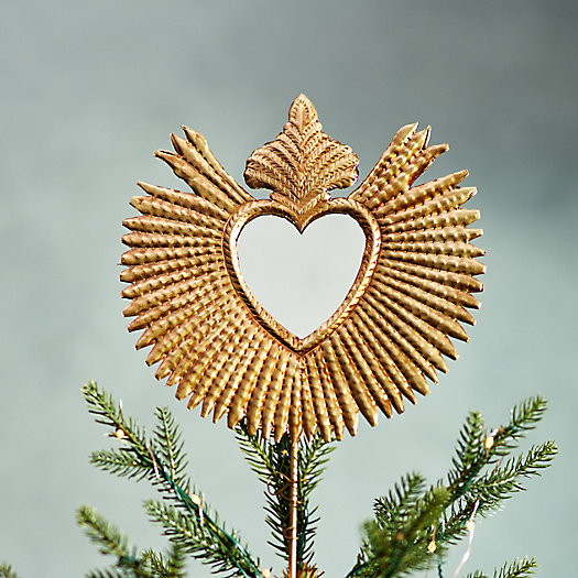 View larger image of Mirrored Gold Heart Tree Topper