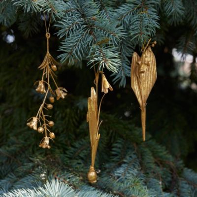 Gilded Floral Ornaments, Set of 3