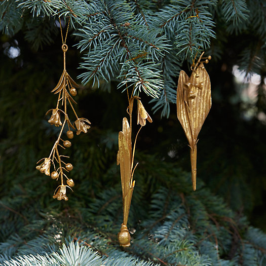 View larger image of Gilded Floral Ornaments, Set of 3