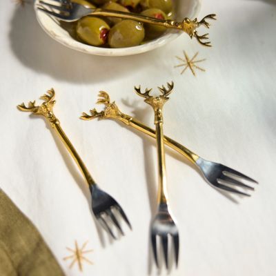 Reindeer Appetizer Forks, Set of 4