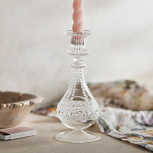 View larger image of Bead + Ridge Glass Candle Stick