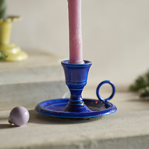 View larger image of Colorful Enamel Candlestick Holder with Handle