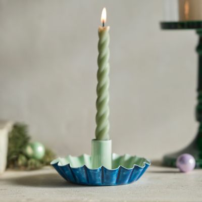 Ruffle Two-Tone Taper Candle Holder