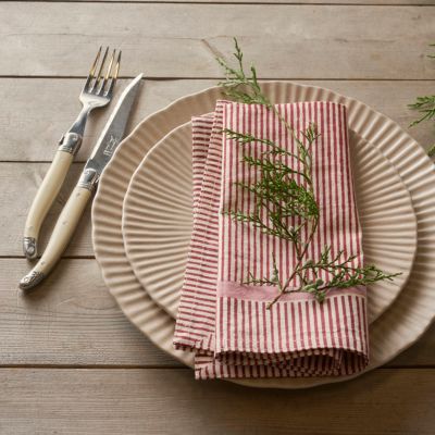 Small White Stripe Cotton Napkins - Set of 4