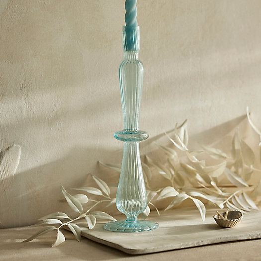 View larger image of Sculptural Ridged Glass Candle Holder