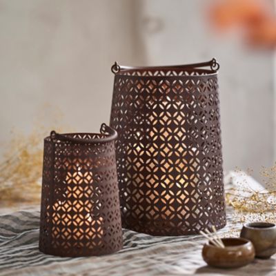 Perforated Iron Lantern with Handle