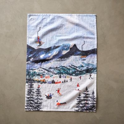 May We Fly Ski Slope Dish Towel