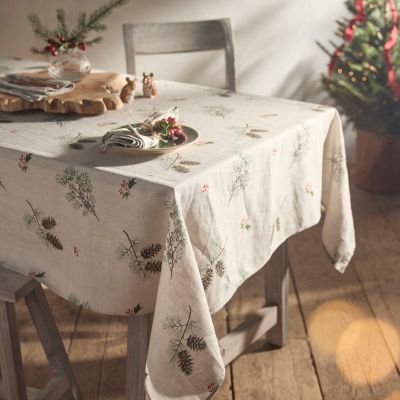 May We Fly Holly + Greens Linen Tablecloth