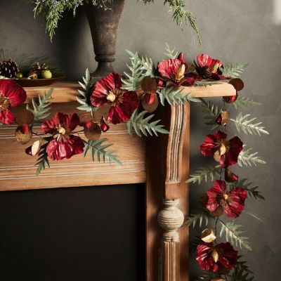 Red Floral Iron Garland