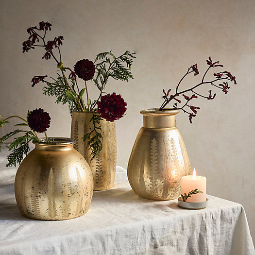 View larger image of  Tall Bronze Etched Vases, Set of 3