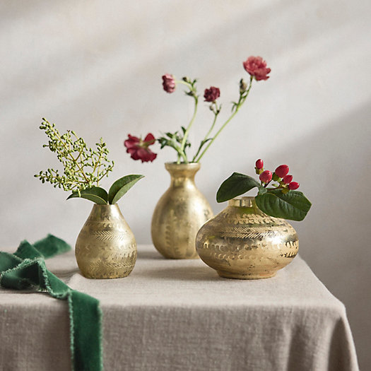View larger image of Bronze Etched Vases, Set of 3
