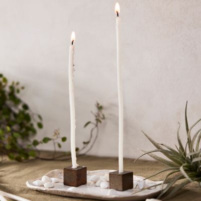 Magnetic Iron Taper Candle Cups with Tray, Set of 5 - Terrain