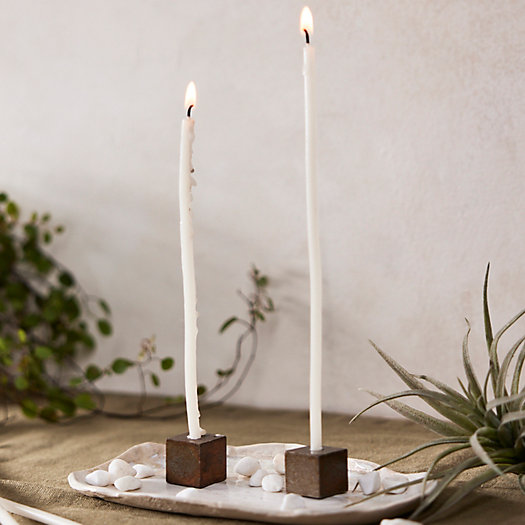 View larger image of Iron Cube Taper Holder Pair + Candles (Set of 20)