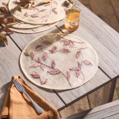 Round Embroidered Placemat & Napkin Set for Elegant Dinner Tables