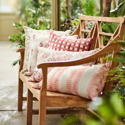 Shop the Look: Papaya Pink Outdoor Pillow Collection with Bench