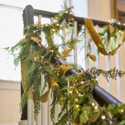  Shop the Look: Glowing Faux Cedar Garland Staircase 