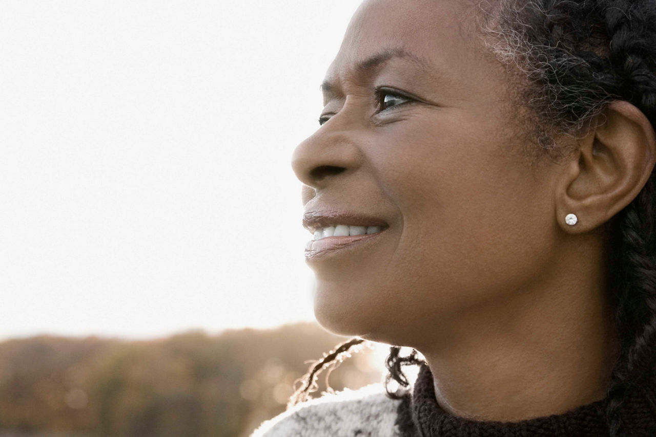 Close-up of a senior woman smiling