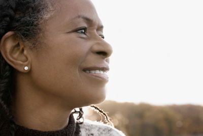 Close-up of a senior woman smiling