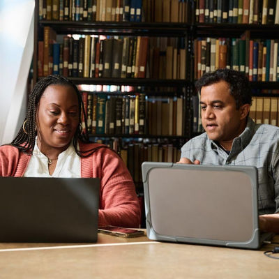 Man and woman working together
