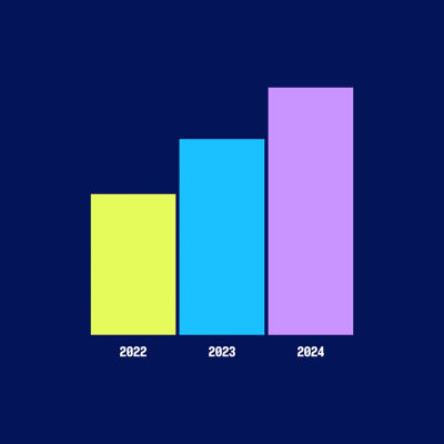 Bar graph representing the years 2022, 2023, and 2024