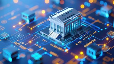 A diagram illustrating the architecture of a banking API system.