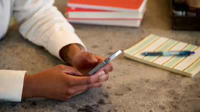 A person holding a cell phone