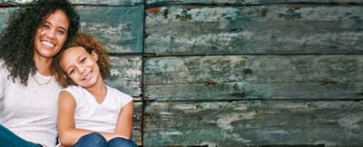 Woman and child smiling