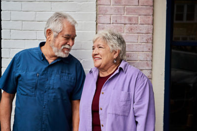 Couple smiling at each other