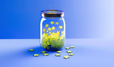A jar holding paper stars represents how nonprofit employers today are using benefits for executives to retain top nonexecutive talent.