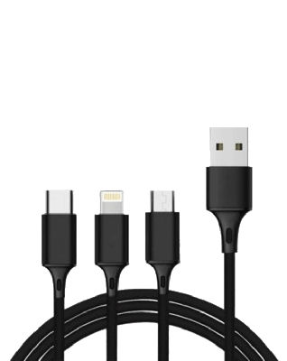 Cargador Kit 3 en 1 Cabeza + Cable USB Tipo C Lightning V8 - Tienda Clic