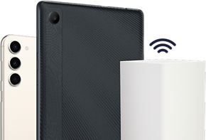 a phone, tablet and home router