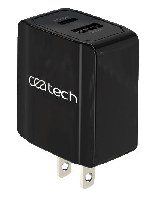 Dual Port Wall Charger/USB to Type C-Black