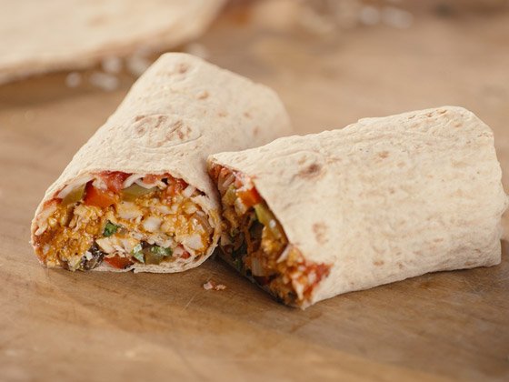 Image of Bombay Chicken Tikka Wrap on cutting board.
